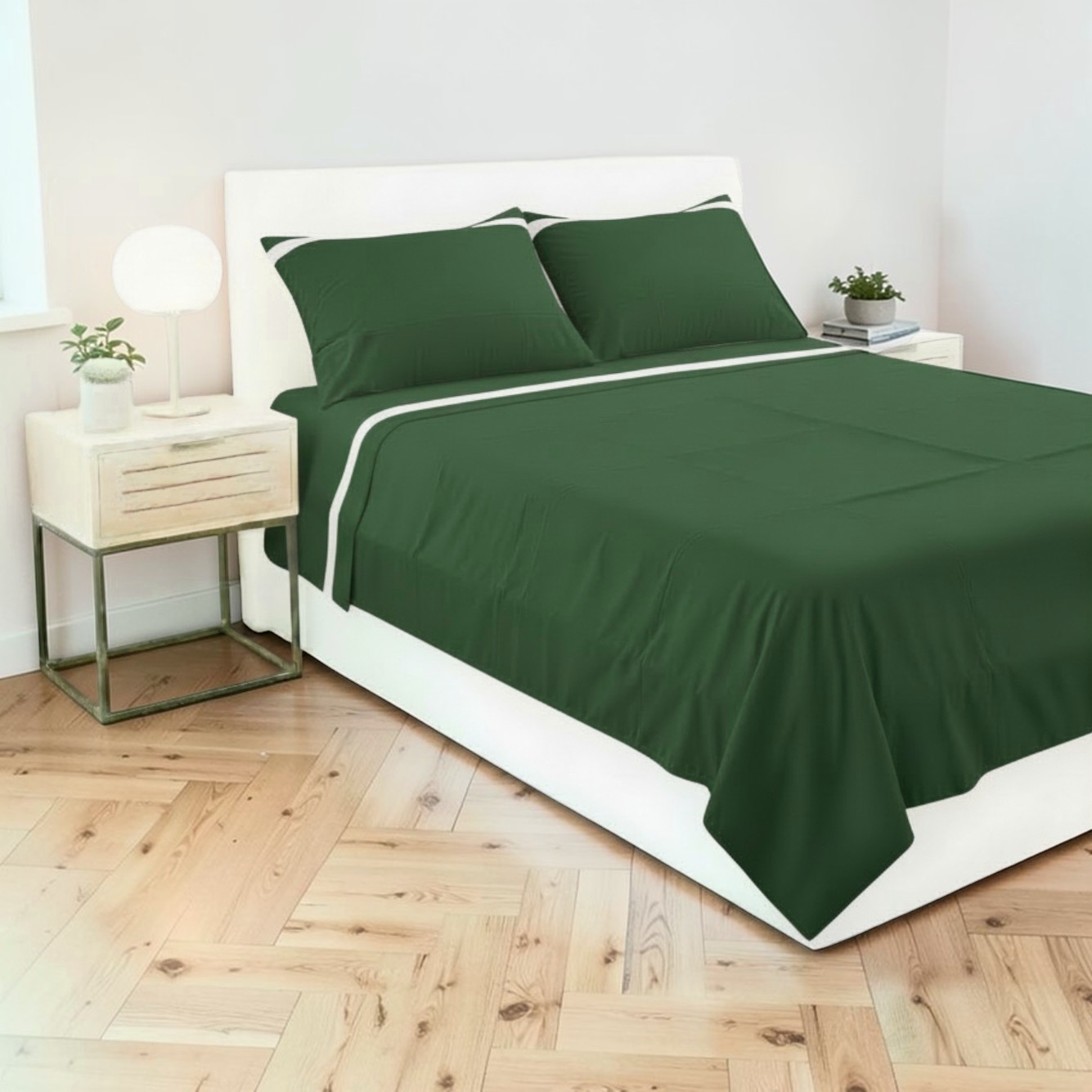 Completo letto matrimoniale Stefy - verde oliva