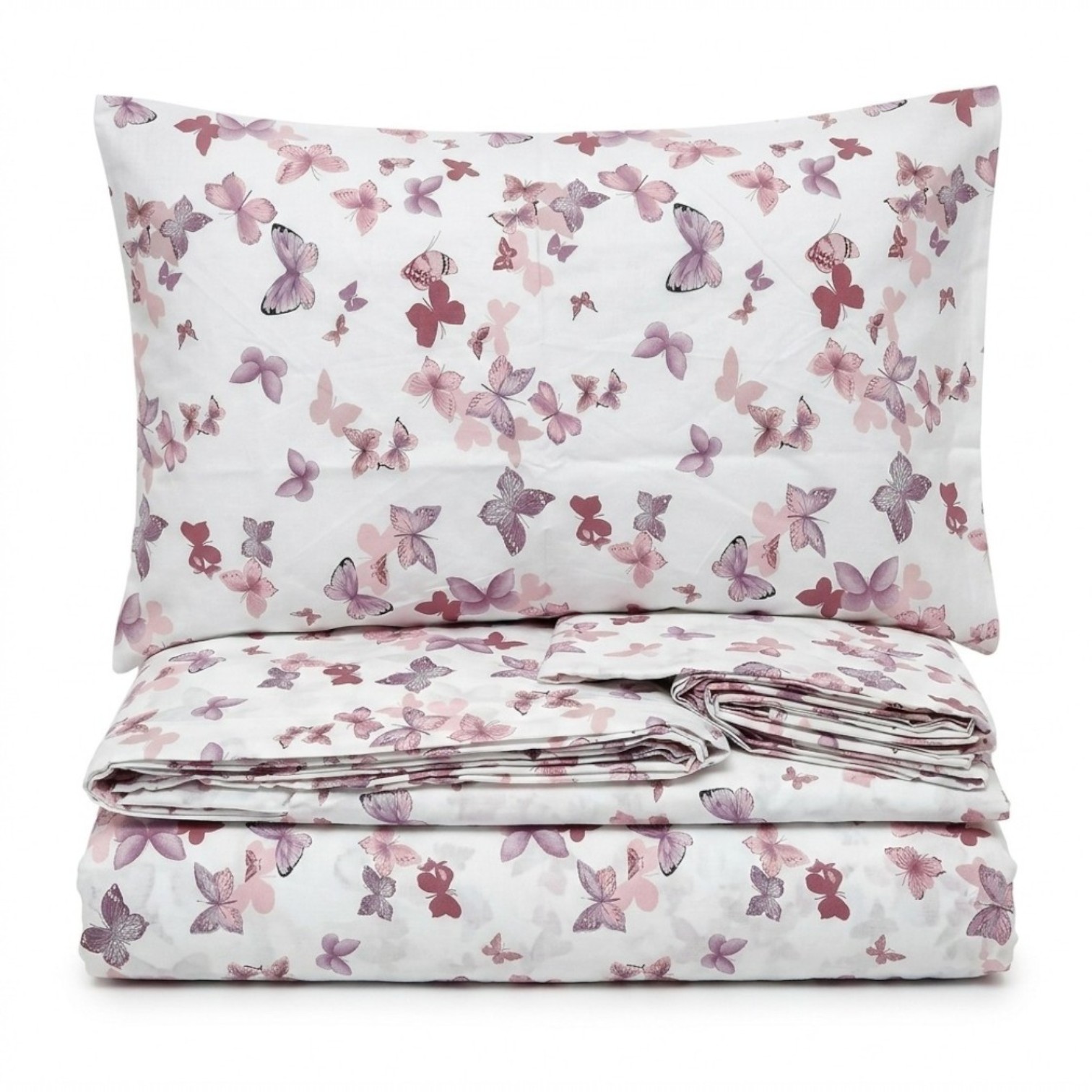 Completo letto una piazza e mezza Farfalle - Rosa