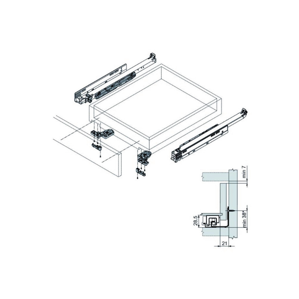 Guida Blum MOVENTO 760H3000S estrazione totale 300 mm 40 kg