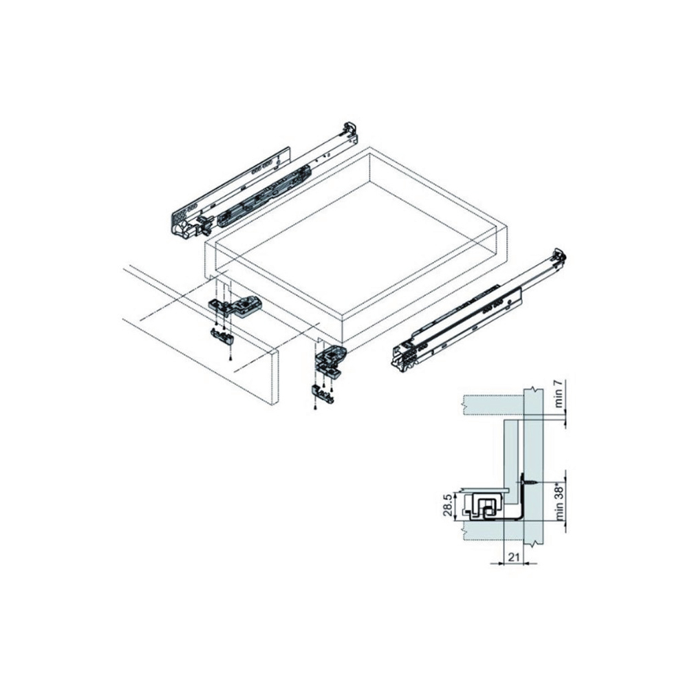 GUIDA 760H3500S 350MM MOVENTO AMMORTIZZATA ESTRAZIONE TOTALE 40KG