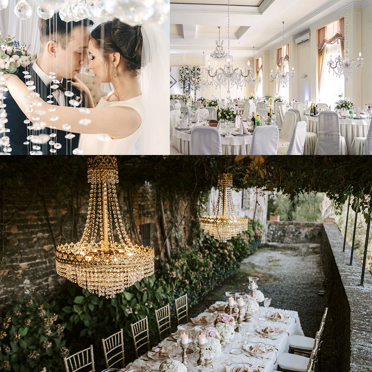 Noleggio lampadari e allestimenti per matrimonio