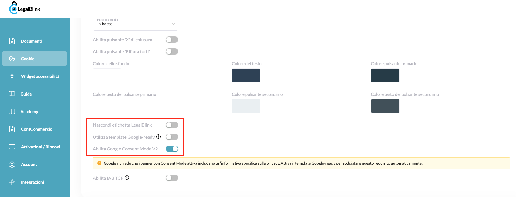 banner cookie si può mantenere quello vecchio