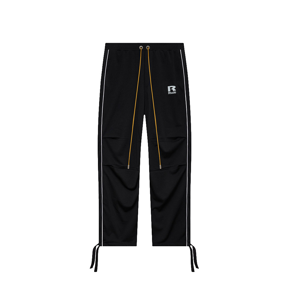 RHUDE Pantaloni Track Pant Parachute Mesh Piping Black 