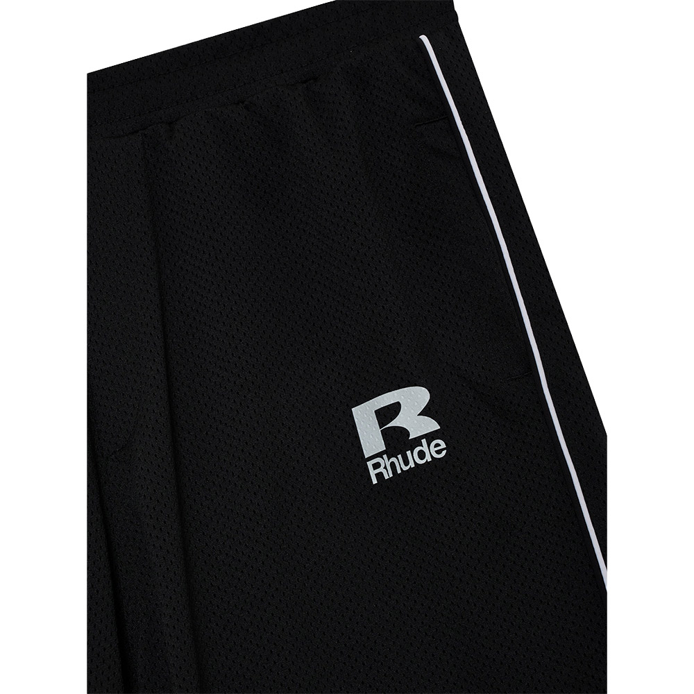RHUDE Pantaloni Track Pant Parachute Mesh Piping Black 