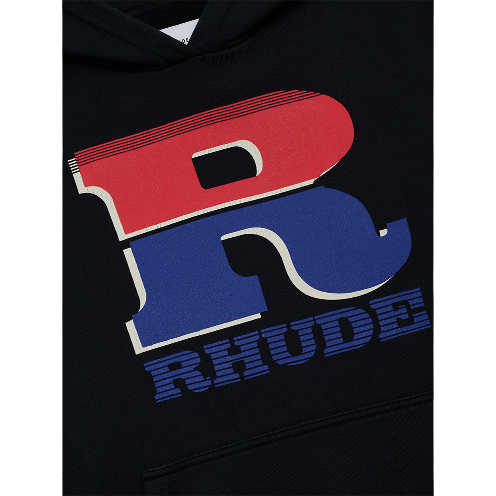 RHUDE Felpa Cappuccio Hoodie Split Petrol Logo Black 