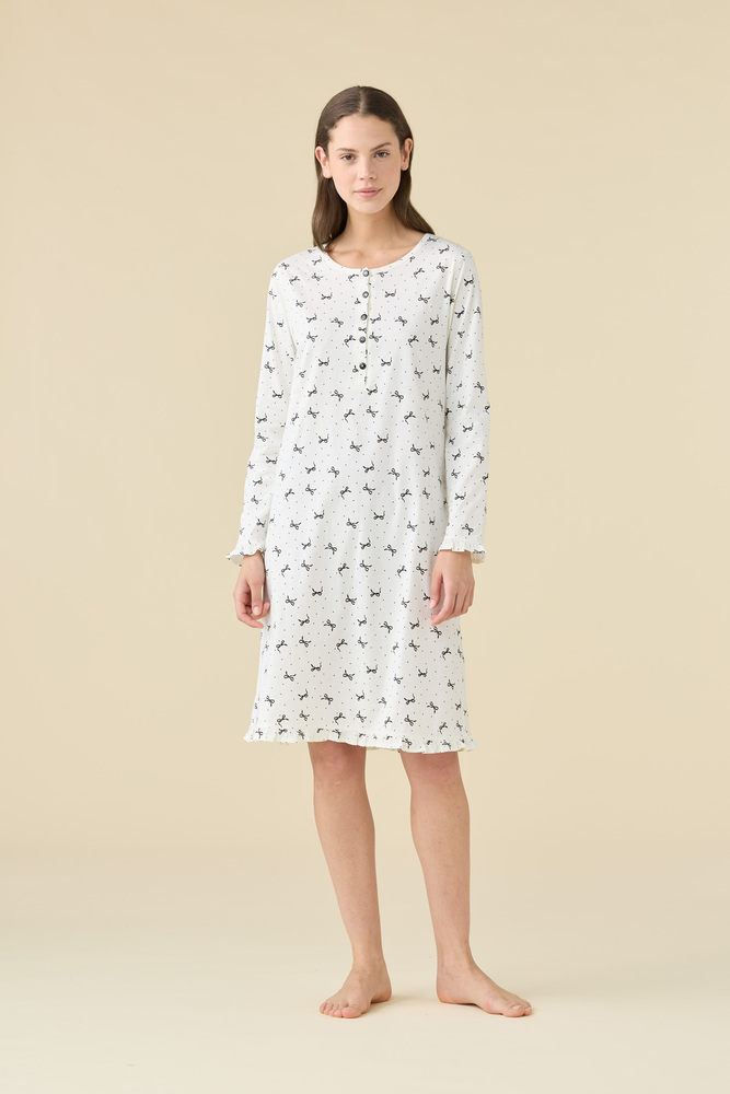 E.FEMME Camicia Da Notte Donna Marry 942 In Cotone E Modal - Rosa/Verde Chiaro, Taglie Forti, Prodotto UE - 3