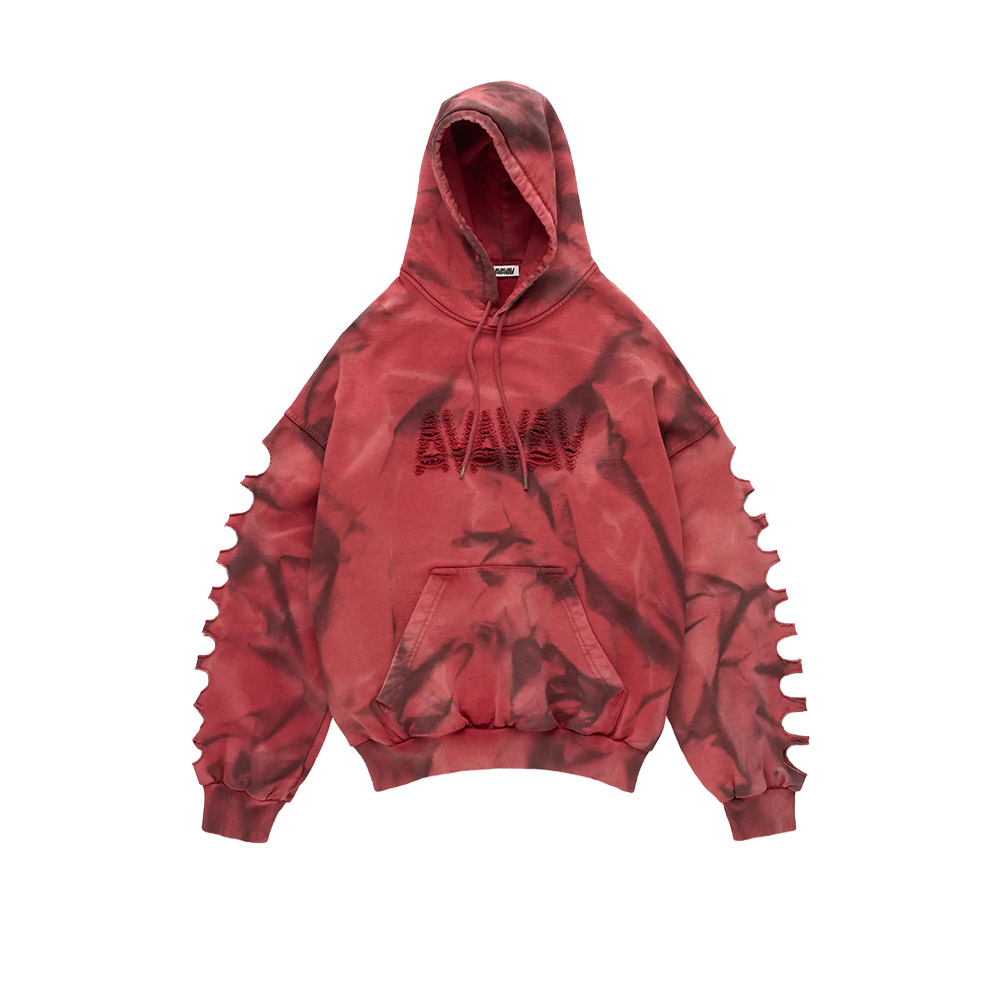 AVAVAV Felpa Cappuccio Hoodie Shoulderless Slashed Red 