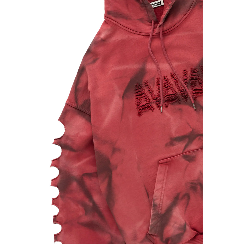AVAVAV Felpa Cappuccio Hoodie Shoulderless Slashed Red 