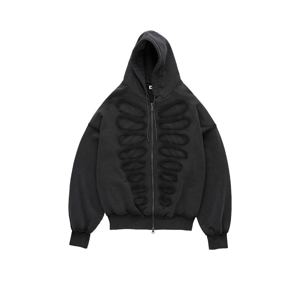 AVAVAV Felpa Zip Hoodie Shoulderless With Fake Cu-Out Application Black 