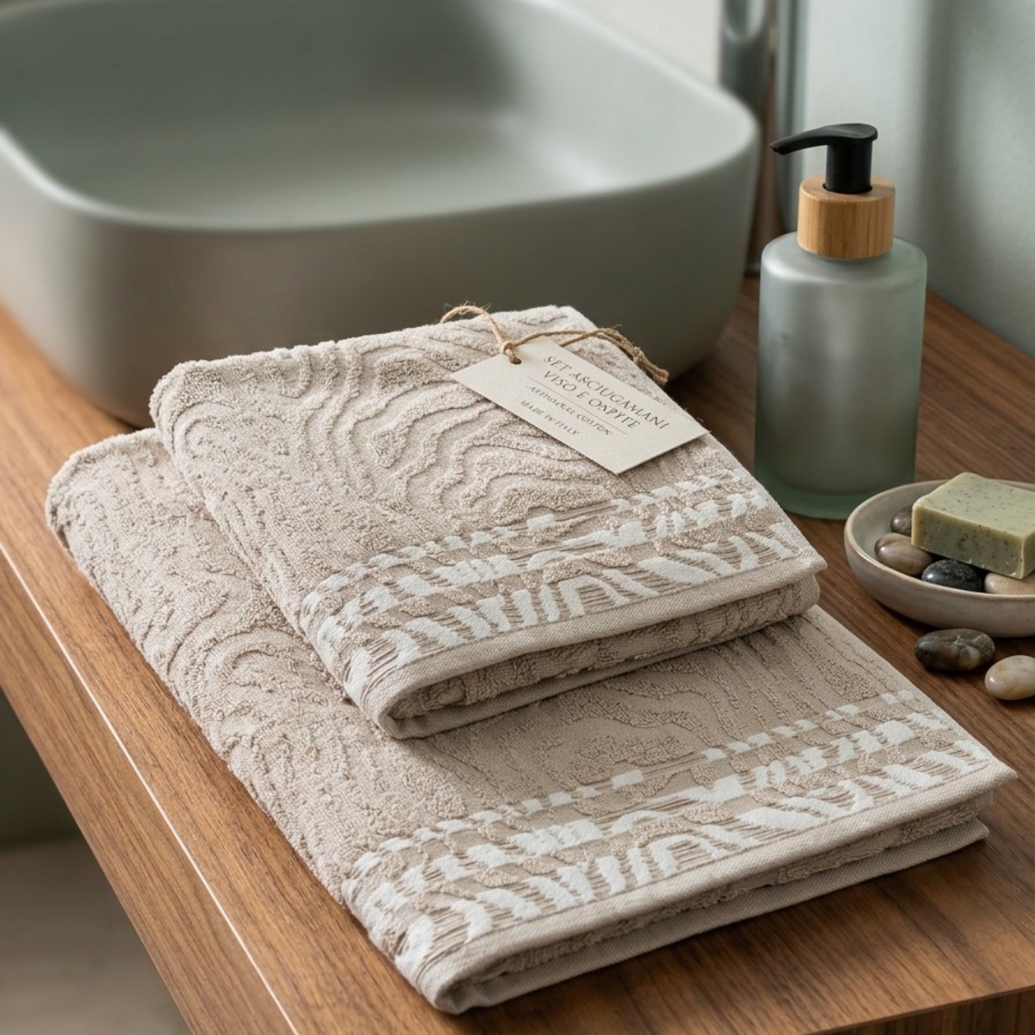 Coppia asciugamani viso + ospite Rith