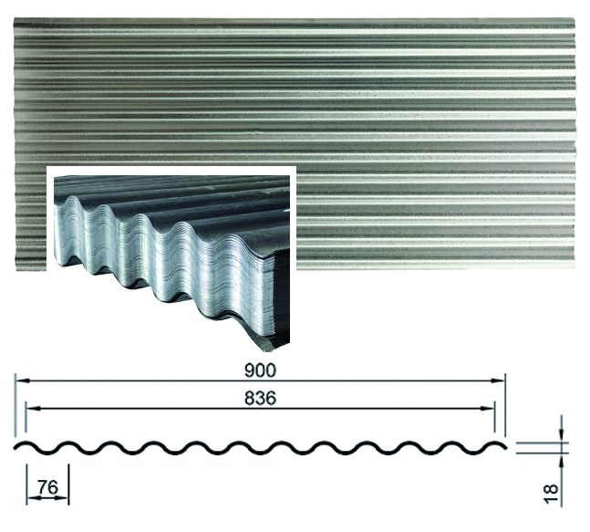 Lamiera Ondulata Zincata 200x90 Cm – Spessore 0,25 Mm, Peso 4 Kg, Per Pareti E Coperture, Zincata E Resistente Agli Agenti Atmosferici