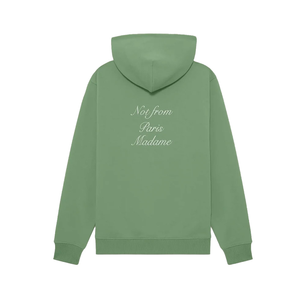DRÔLE DE MONSIEUR Felpa Cappuccio Hoodie Slogan Calligraphy Green 