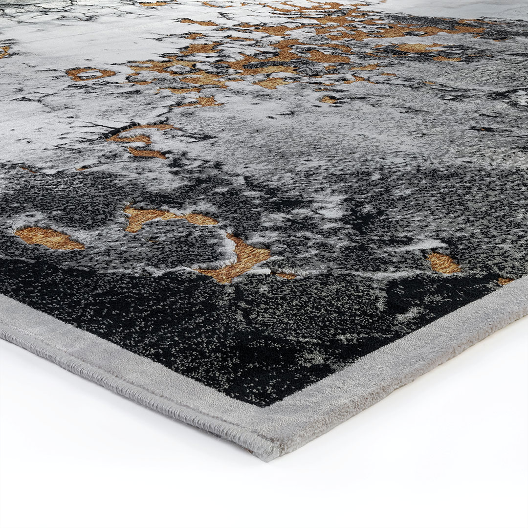 Tappeto GABRIELLE 491E/Q13: Stile Materico con Accenti Dorati