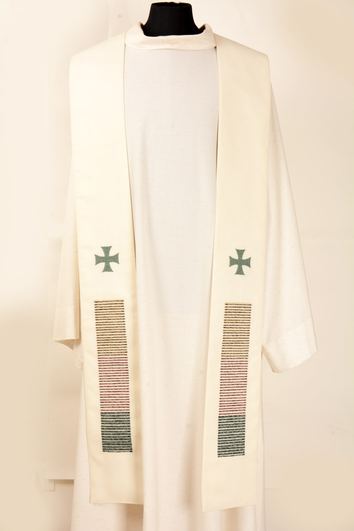 Stola S23 M1 Bianco  Ricamo Lana - Misto lana