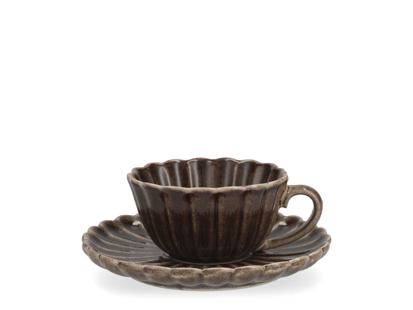 H&H Lilian Set 6 Tazze Da Tè Con Piattino In Stoneware 200 Ml - Lavabili In Microonde - 4