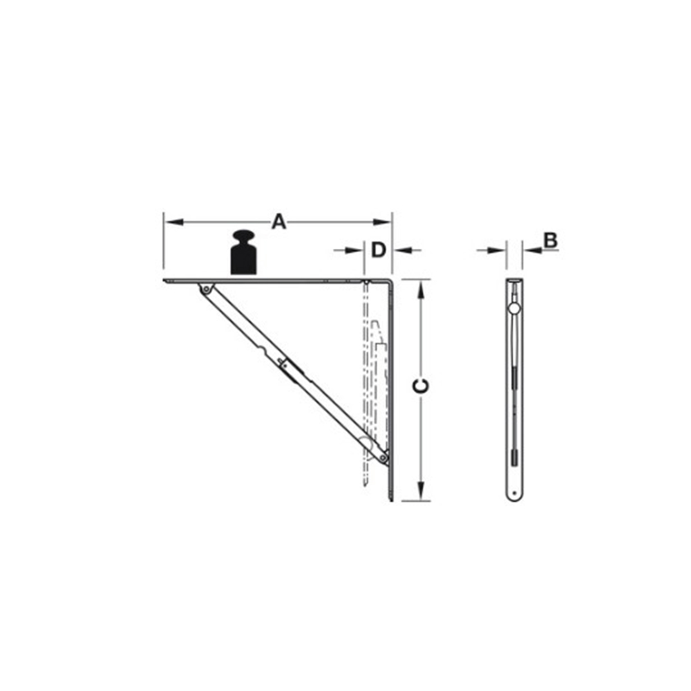 Reggimensola fissa in acciaio con portata 30-60Kg finitura bianco Ral9003 misura 210mm