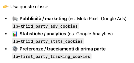 inserire la classe giusta