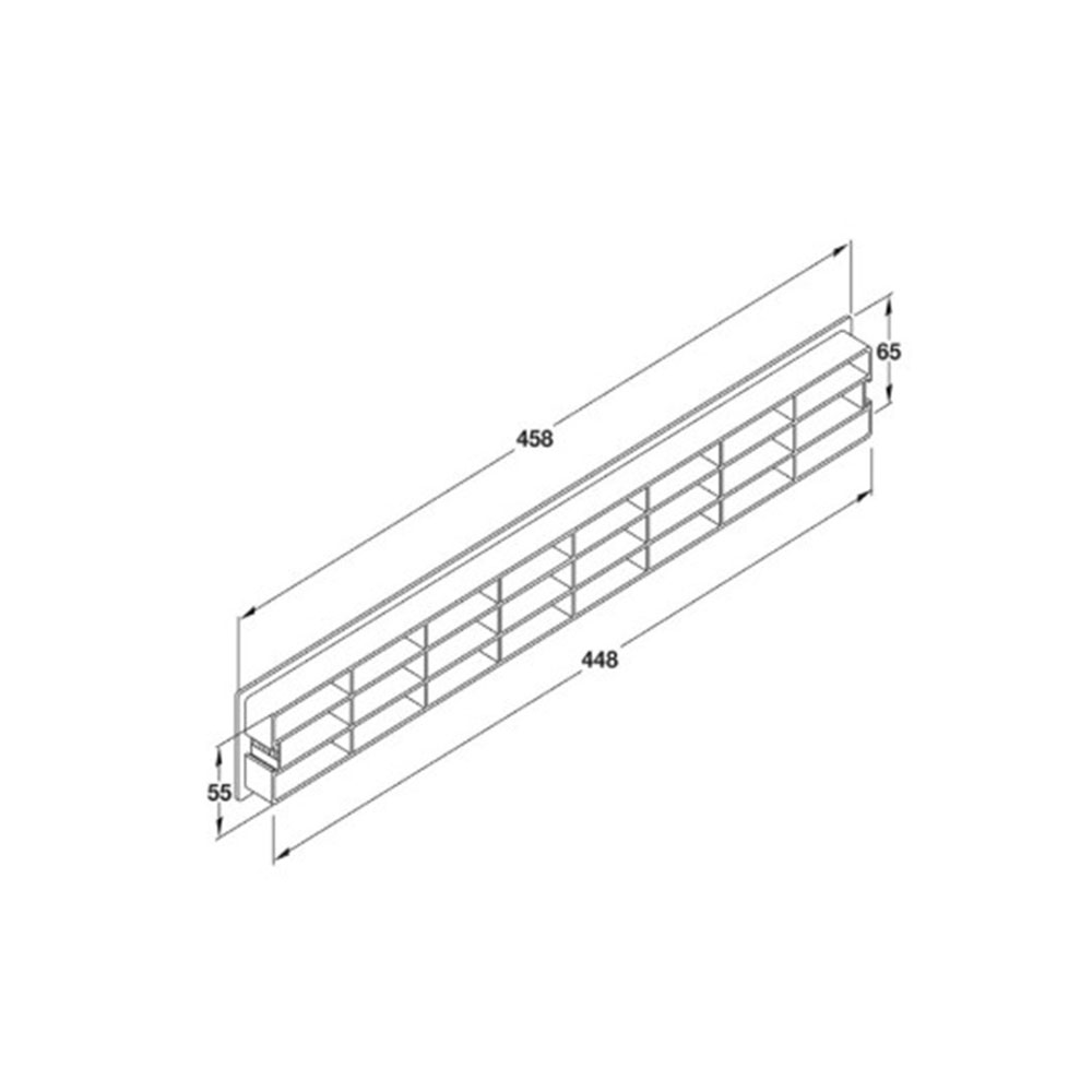 Griglia di aerazione rettangolare in plastica 458x65 finitura grigio