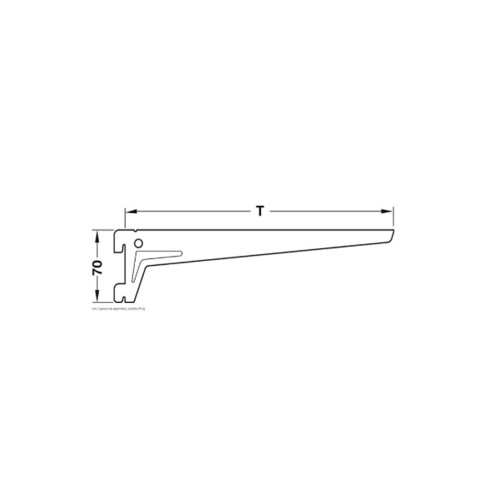 Coppia mensole per cremagliera con bordo da vvitamento angolare  480 mm. finitura nera