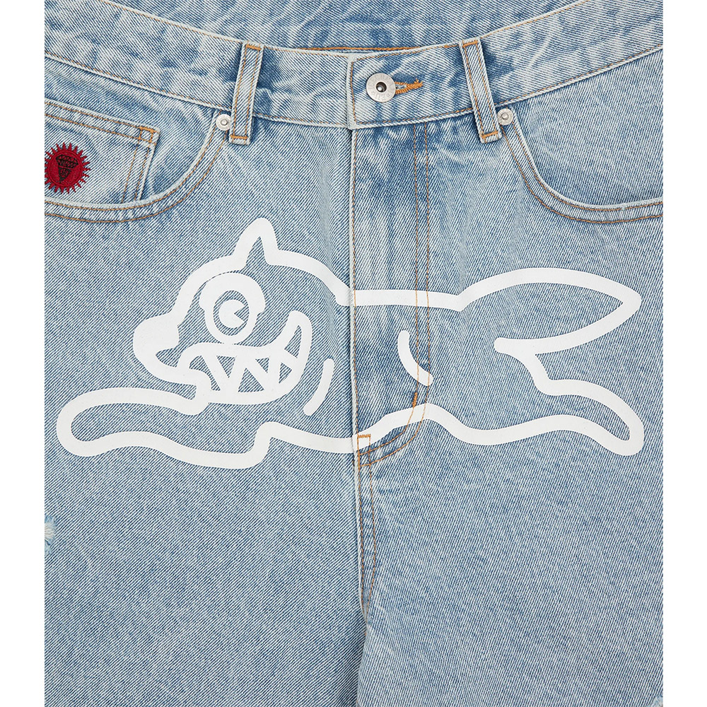 ICECREAM Pantaloncini Denim Shorts Running Dog Heavy Wash Blue 