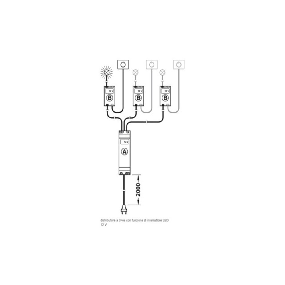 Distributore a 3 vie Häf ele Loox 12V con funzione di commutazione  per impianti LED Loox