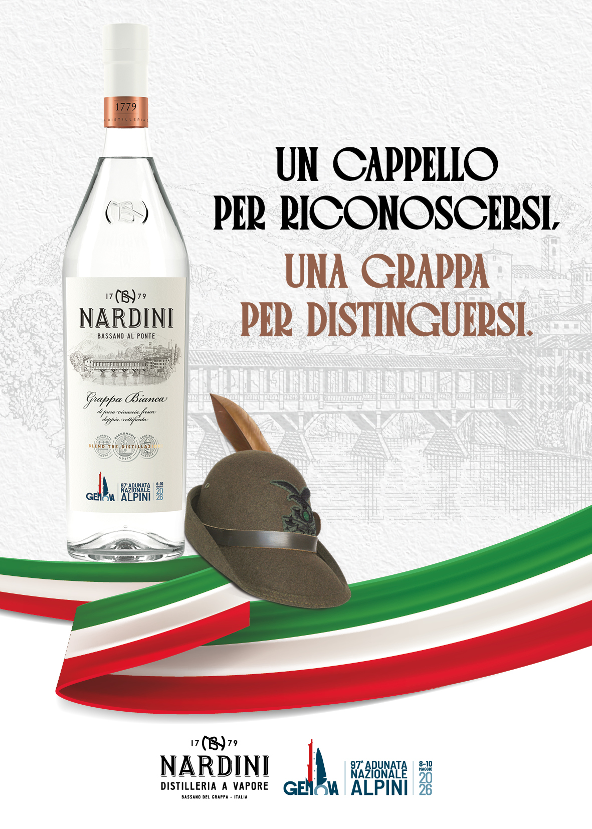 Grappa Bianca Nardini 97^ Adunata Alpini Genova 2026 box