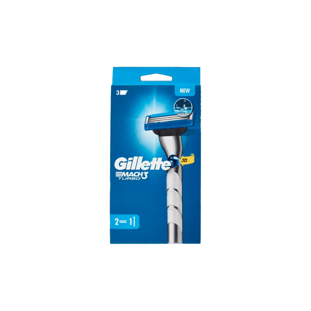 Rasoio Uomo Mach3 Turbo a 3 Lame + 2 Lamette