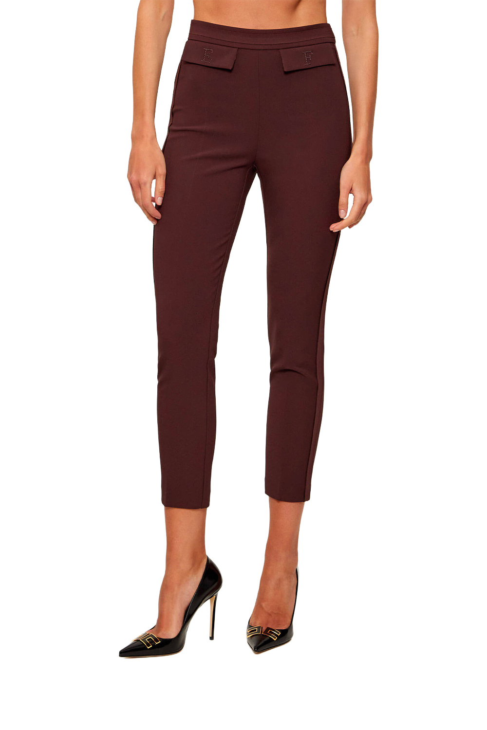 Pantaloni in Doppio Crêpe Stretch con Logo Ricamato