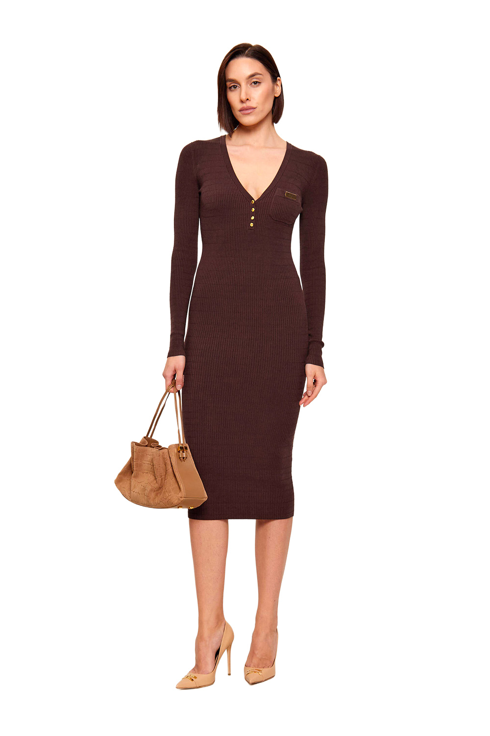 Abito in Maglia a Micro-Trecce