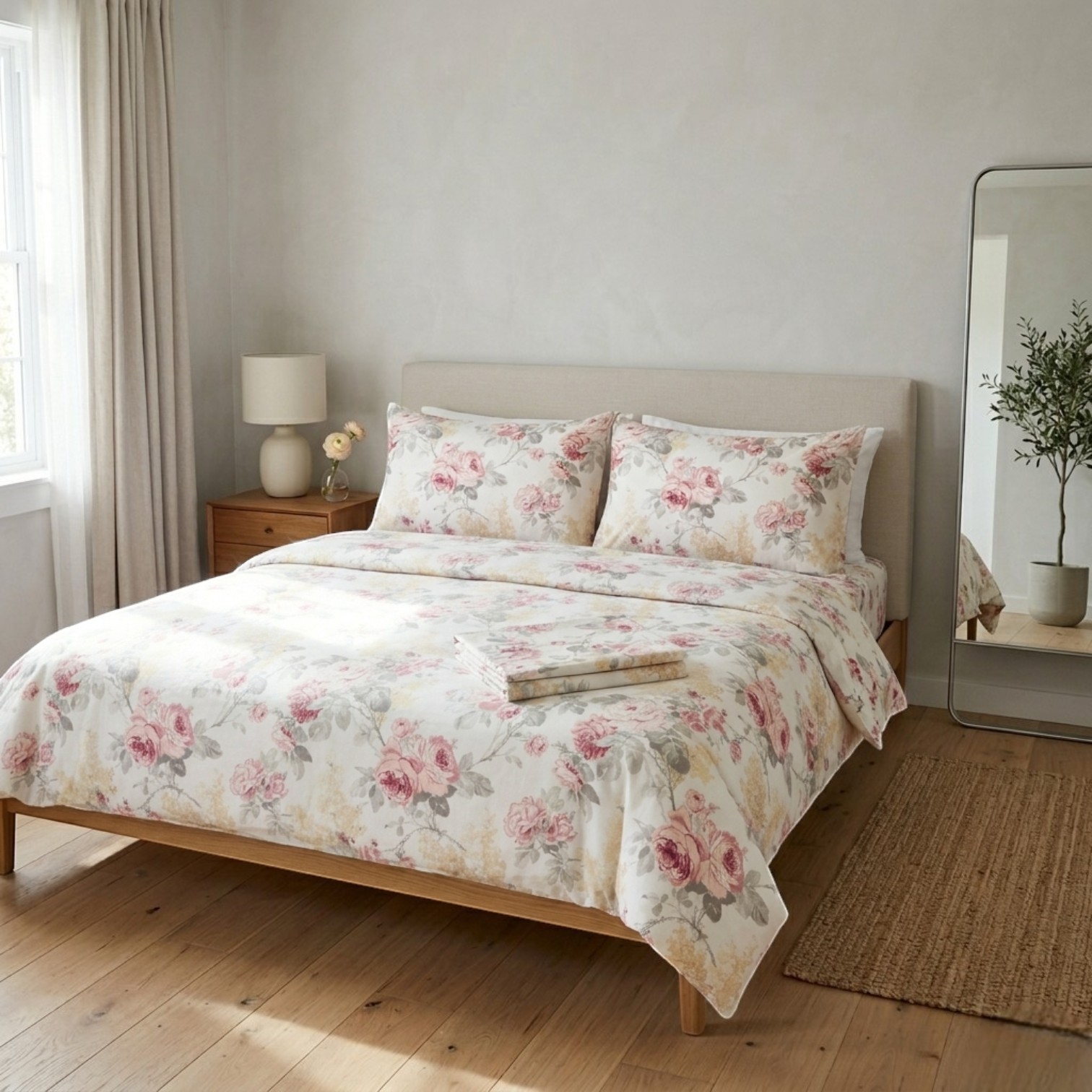 Completo letto 100% cotone Rosa Bella