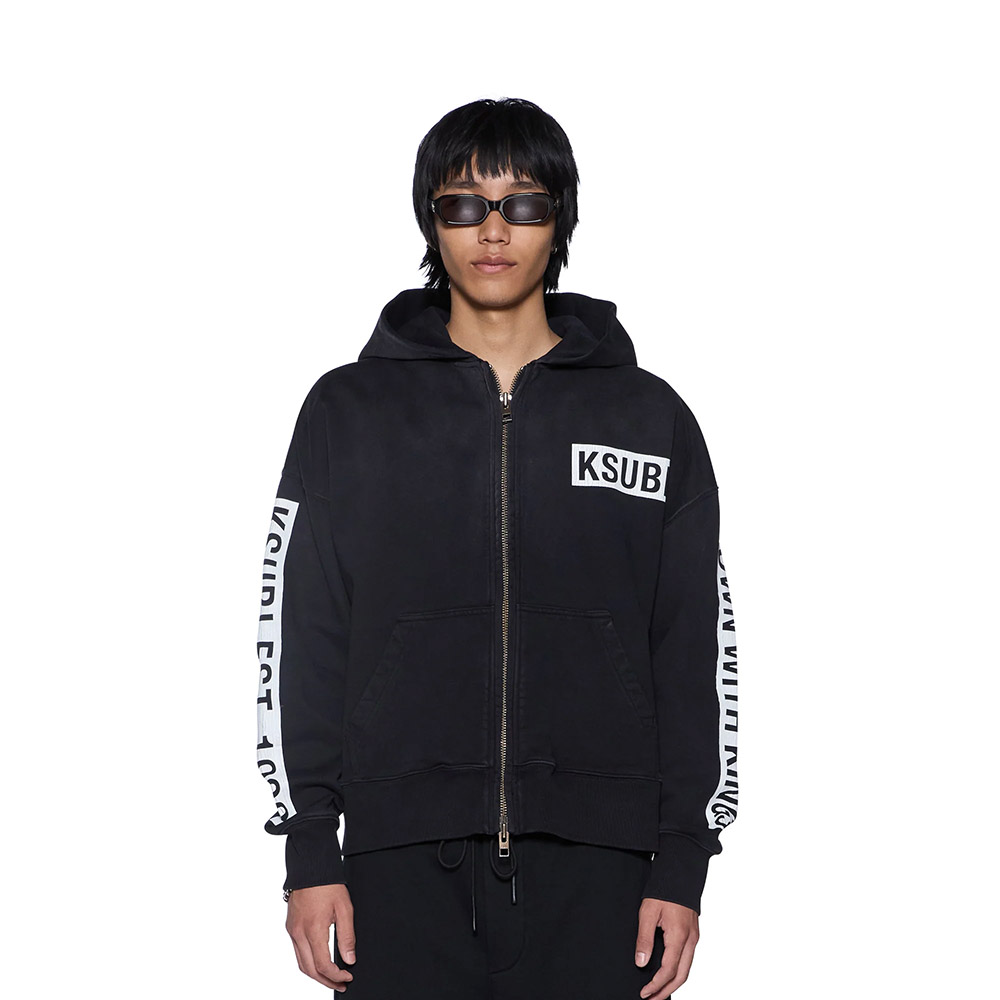 KSUBI Felpa Zip Hoodie Kings Halen Black Fade 