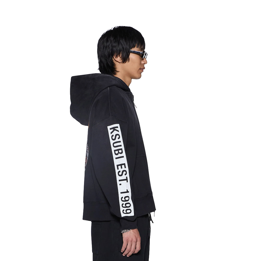 KSUBI Felpa Zip Hoodie Kings Halen Black Fade 