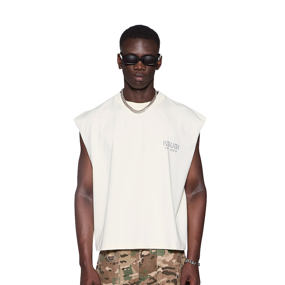KSUBI Canotta Cut Off State Halen Ecru 