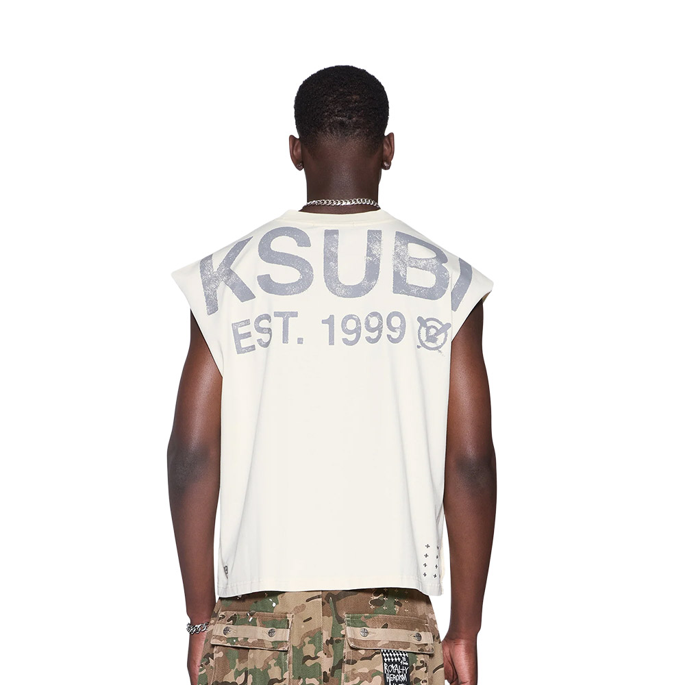 KSUBI Canotta Cut Off State Halen Ecru 