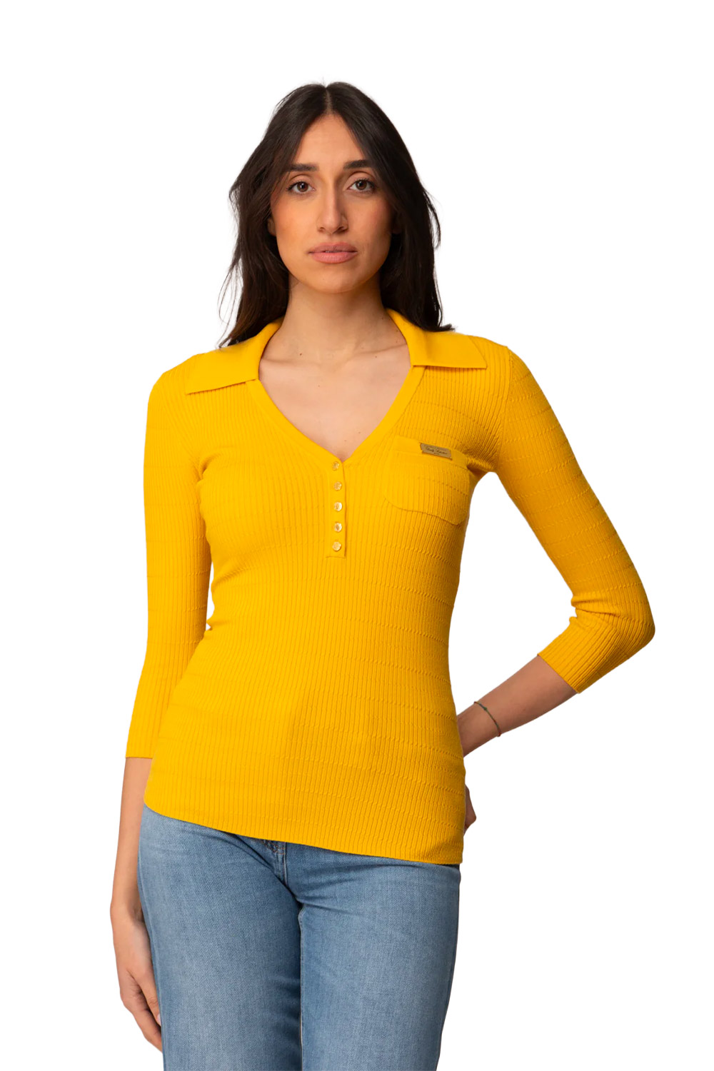 Polo in Maglia a Micro Trecce