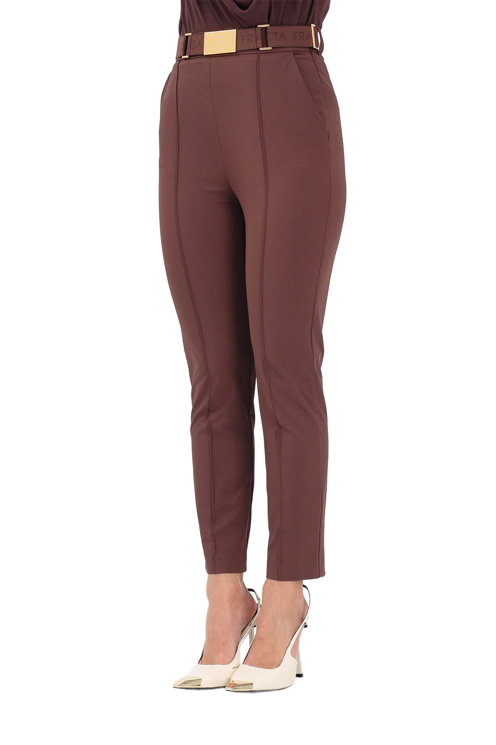 Pantalone in Tessuto Tecnico Bielastico con Cintura