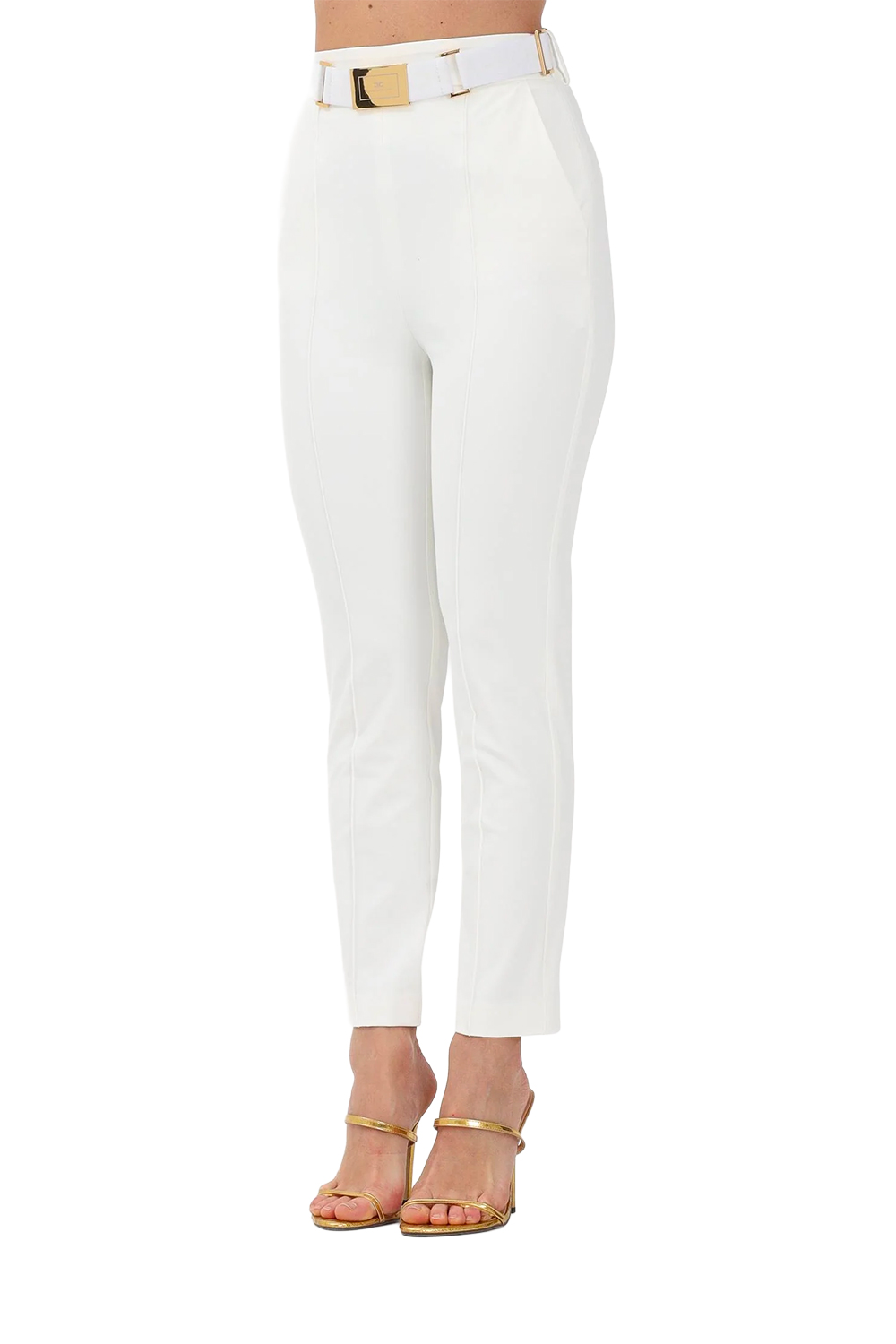 Pantalone in Tessuto Tecnico Bielastico con Cintura
