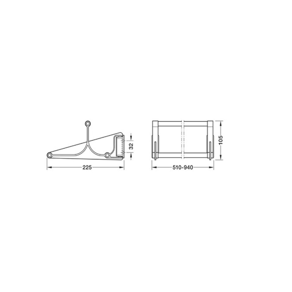 Portascarpe regolabile in larghezza 5109 40 mm finitura profilo argento anodizzato con supporti neri
