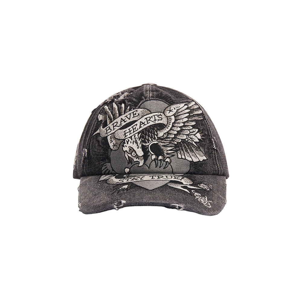 ED HARDY Cap 6 Panel Vintage Trucker Brave Hearts Black 