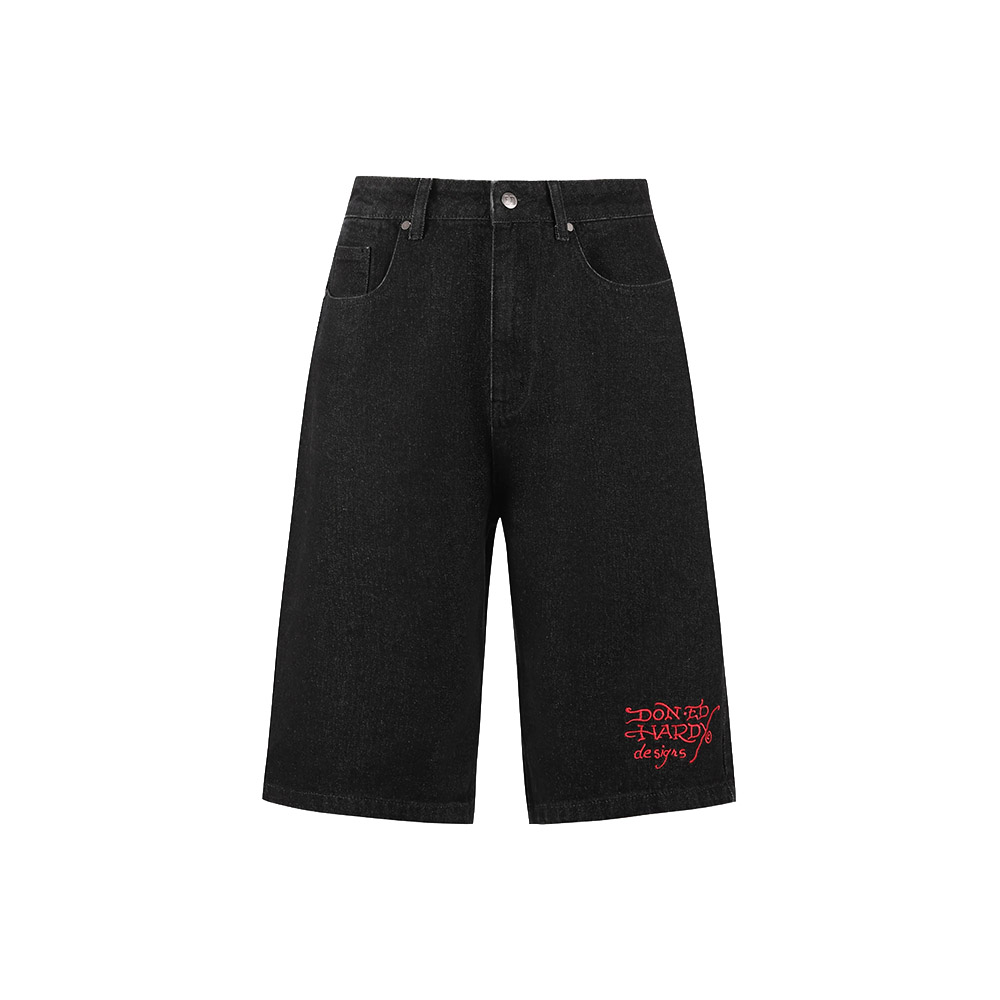 ED HARDY Pantaloncini Jorts Denim Shorts Battle Dragon Washed Black