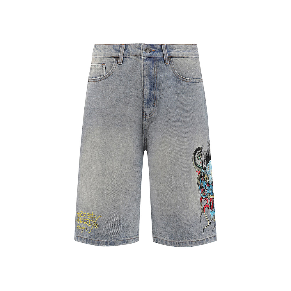ED HARDY Pantaloncini Jorts Denim Skaters Shorts Medusa Drag Bleach