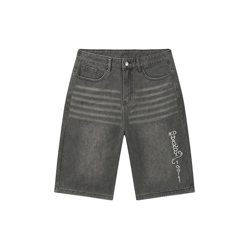 ED HARDY Pantaloncini Jorts Relaxed Denim Desert Snake Black Sandy Wash 