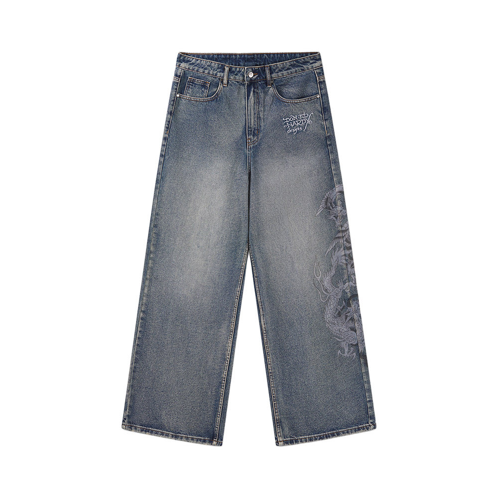 ED HARDY Pantaloni Jeans Flaming Dragon Xxtra Blue 