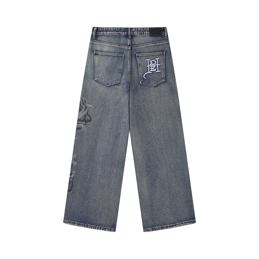 ED HARDY Pantaloni Jeans Flaming Dragon Xxtra Blue 