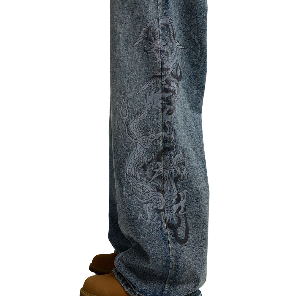 ED HARDY Pantaloni Jeans Flaming Dragon Xxtra Blue 
