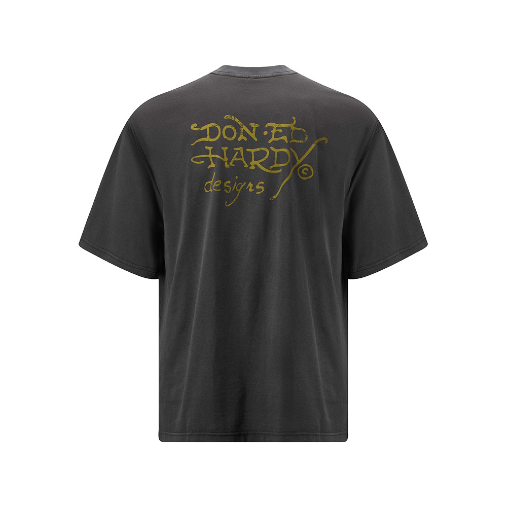 ED HARDY Maglietta Maniche Corte Tee Battle of Th Dragons Charcoal 