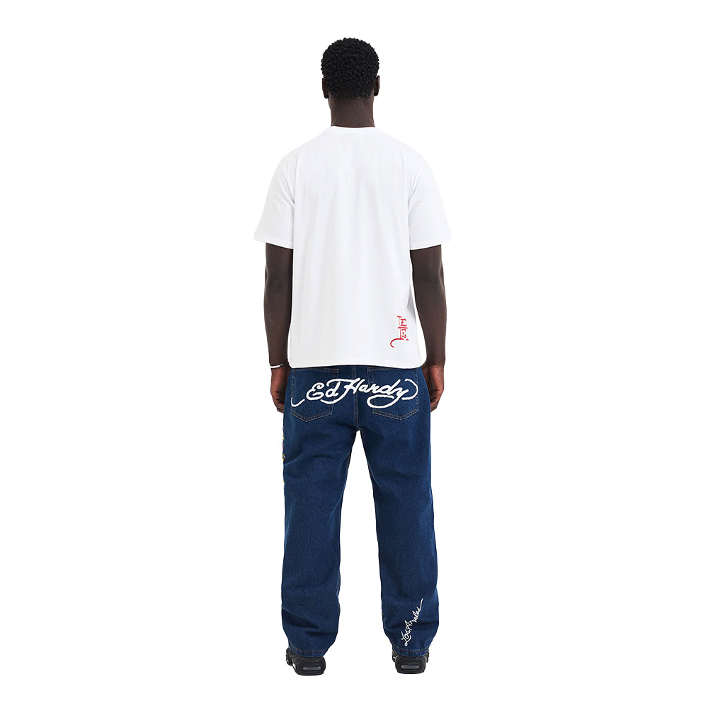 ED HARDY Maglietta Maniche Corte Tee Double Panther White 