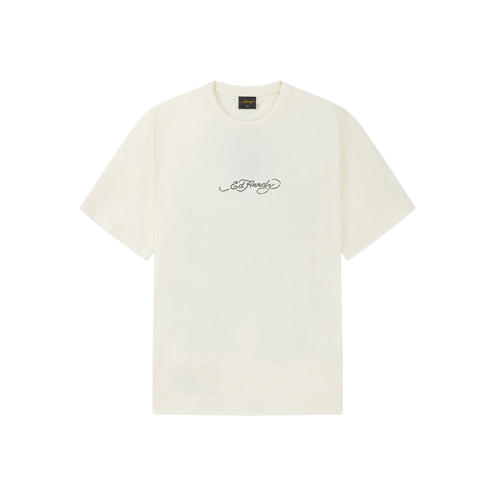 ED HARDY Maglietta Maniche Corte Tee Regular Dragon Panther Graphic Ecru 