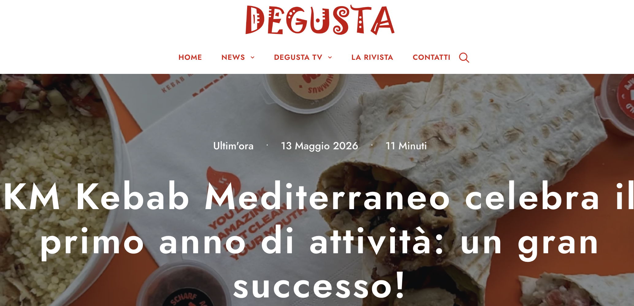 Articolo di Degusta su KM Kebab Mediterraneo