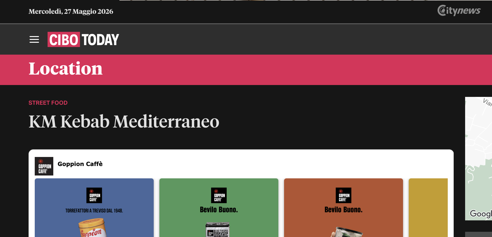Scheda CiboToday dedicata a KM Kebab Mediterraneo